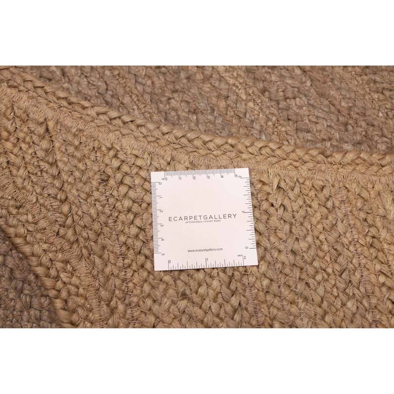 ECARPETGALLERY Braided Weave Palas Denizli Taupe Jute Rug - 4'1 x 5'10