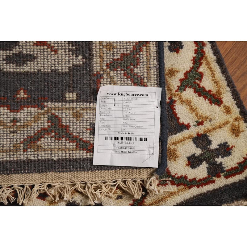Geometric Oushak Oriental Foyer Rug Hand-Knotted Wool Carpet - 2'0"x 3'0"