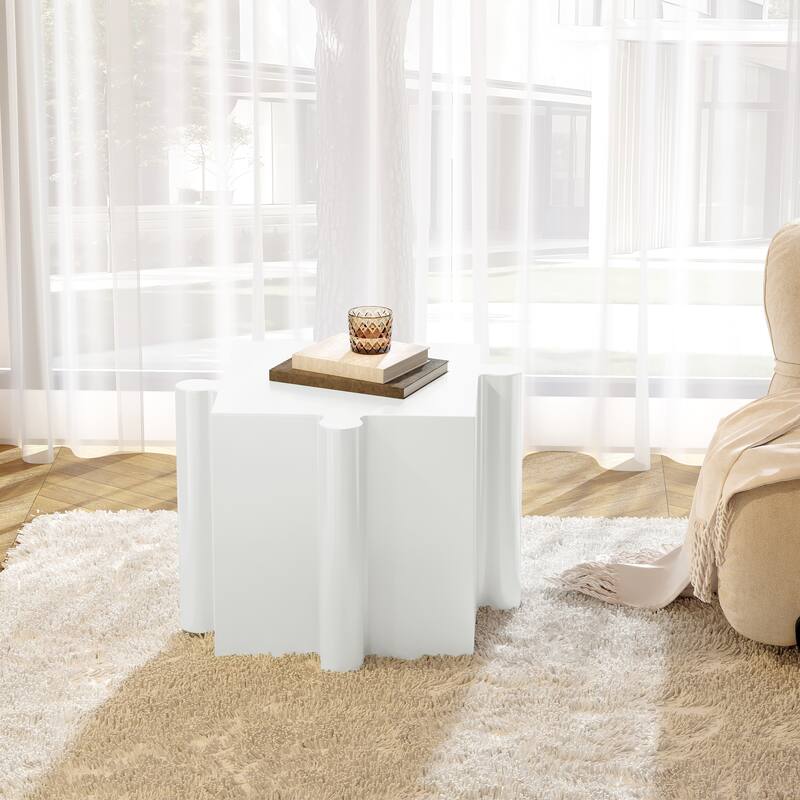 Christopher Knight Home - Sandy Puzzle Art Modern Outdoor Side Table with Modular Convex Edge Design - White