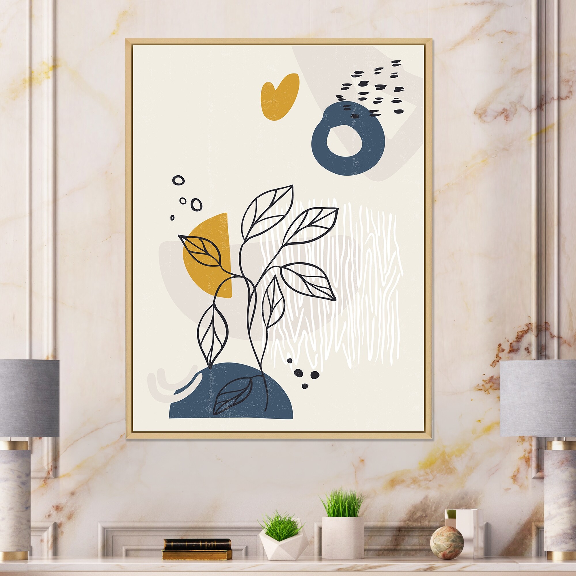 Designart Navy Blue And Gold Rose II Floral & Botanical Framed Canvas Art  Print - Bed Bath & Beyond - 37313194