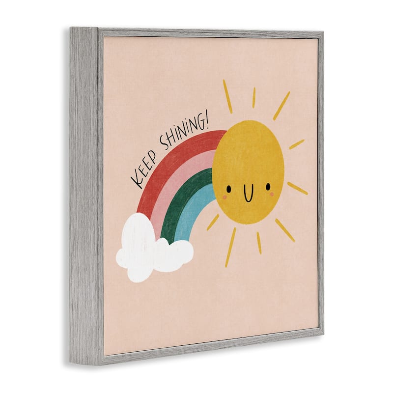 Stupell Keep Shining Inspirational Rainbow Framed Giclee Art Design By Sarah Hickman