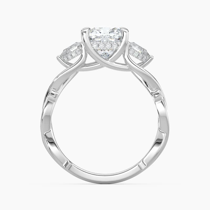 Auriya 14k Gold Cushion Lab Grown Diamond Thorn Vine Three Stone Hidden Halo Engagement Ring 1 to 5 ct. tw. (F-G, VS)