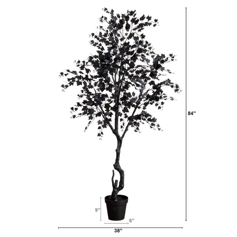7-ft Artificial Halloween Black Maple Tree