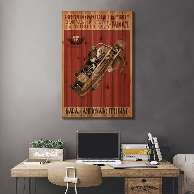 Circuito Motociclis Print On Wood by Mark Rogan - Multi-Color