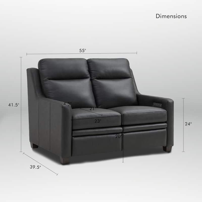 Genuine Leather 56" Triple-Motor Power Zero-Wall Reclining Loveseat with USB&USB-C Port