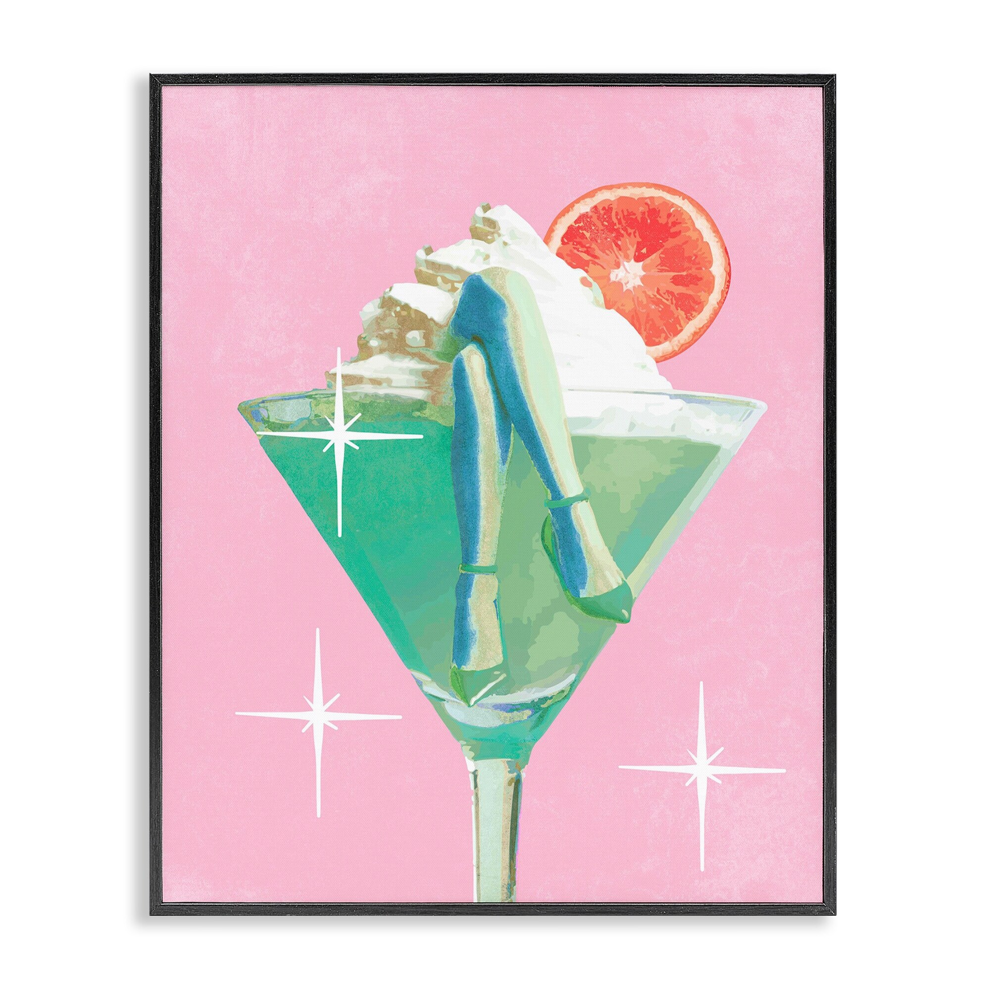 Stupell Glam Legs with Cocktail Framed Giclee Art Design By Lil' Rue