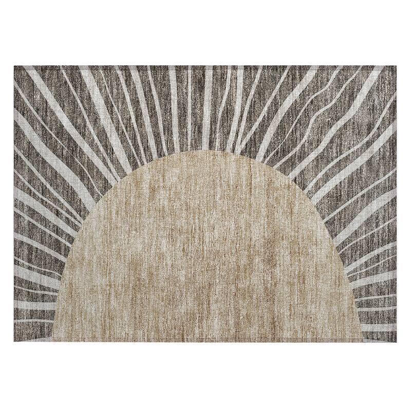 Machine Washable Indoor/ Outdoor Chantille Modern Sunburst Rug