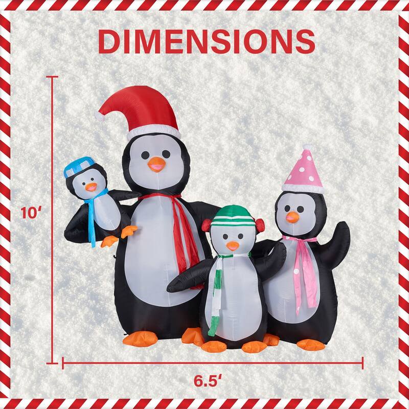 Fraser Hill Farm 10-Ft. Tall Penguin Family, Blow Up Inflatable with Lights and Storage Bag