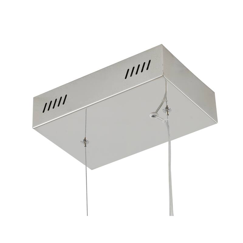 1-Light L52.8" Chrome Stainless Steel LED Chandelier with White Acrylic Diffusers