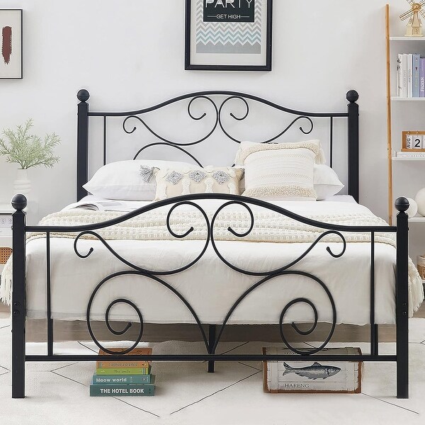 Javlergo Metal Bed Frame with Arched Headboard and Footboard Javlergo Metal Bed Frame with Arched Headboard and Footboard