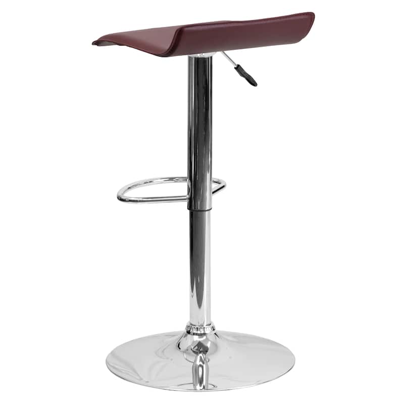 2 Pack Contemporary Vinyl Adjustable Height Barstool with Solid Wave Seat - 15"W x 15"D x 25.5" - 34"H
