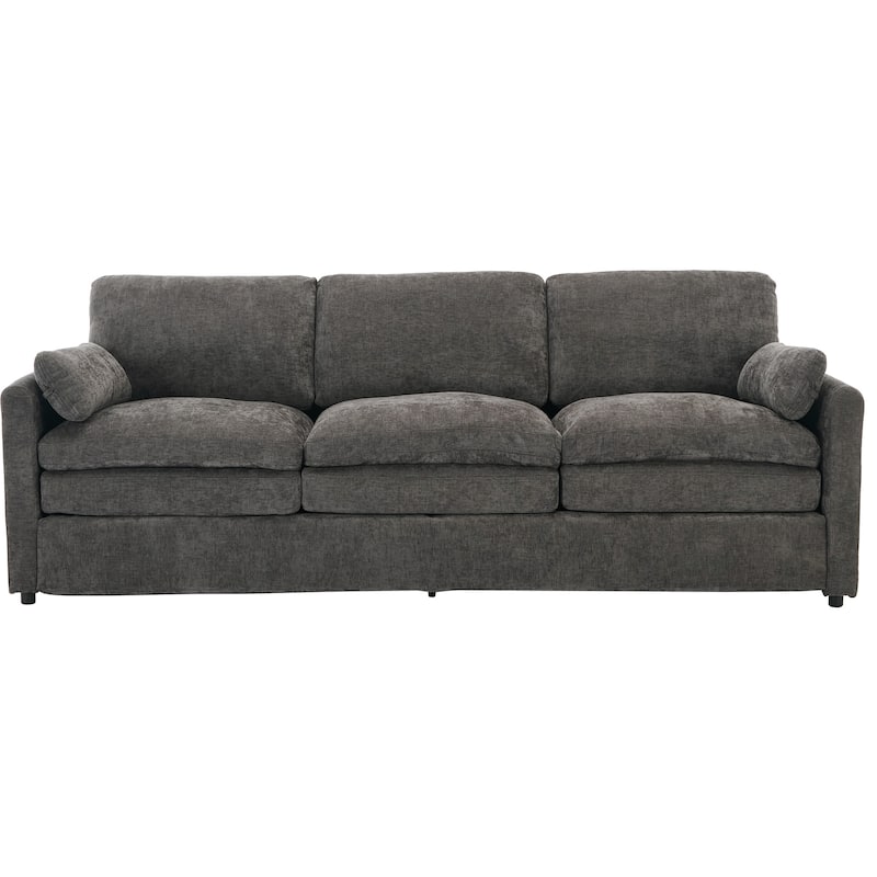 Roomfitters Upholstered 3-Seater Cloud Sofa with Double Cushions, Oversized Comfy Couch for Living Room, Grey