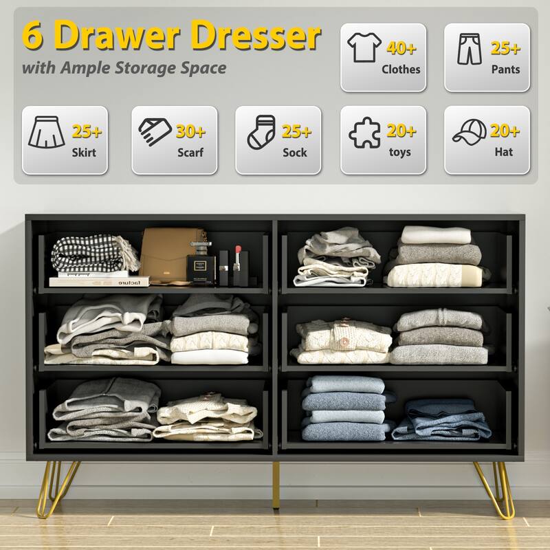 FURNIWAY Fluted Drawer Dresser for Bedroom