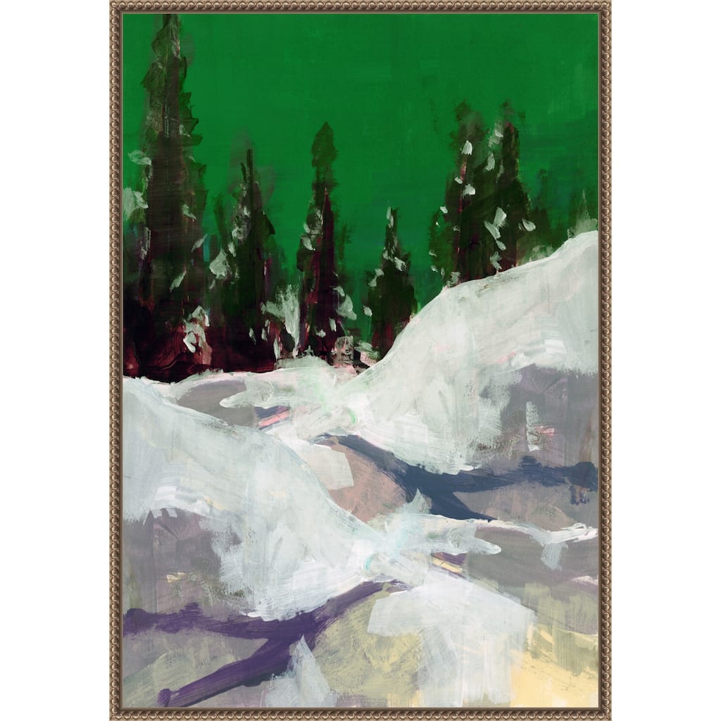 Winter Scene In the Forest 2 by Cartissi (23 x 33 in.), Framed Canvas Wall Art Print