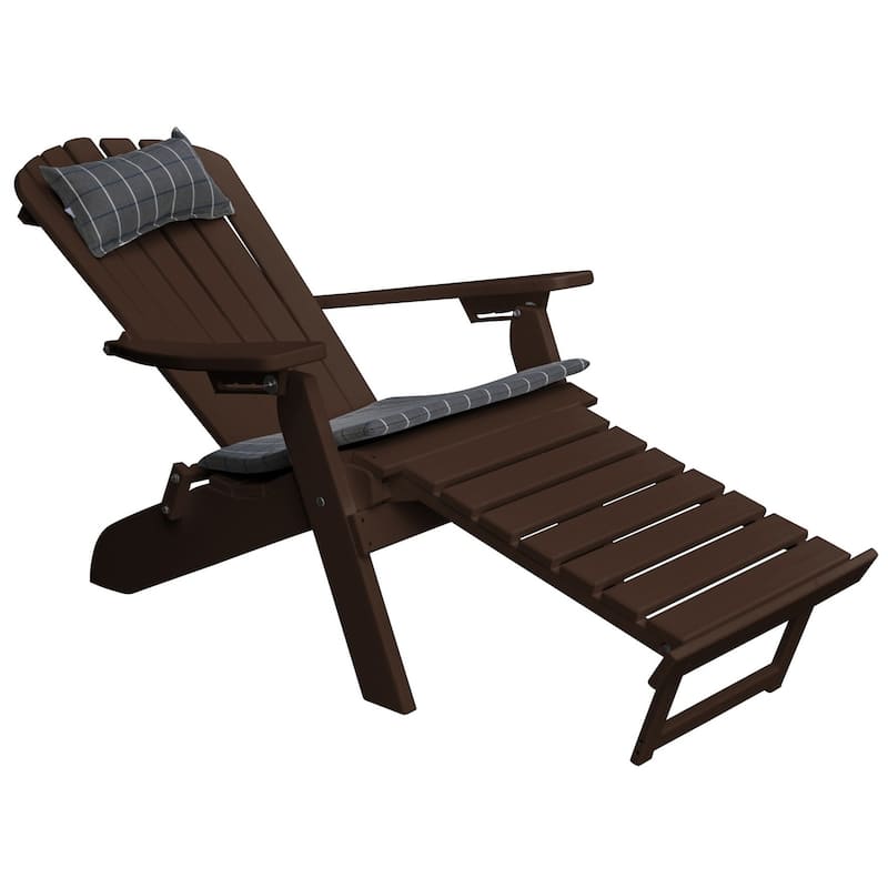 Poly Folding and Reclining Adirondack Chair with Pullout Ottoman - Tudor Brown