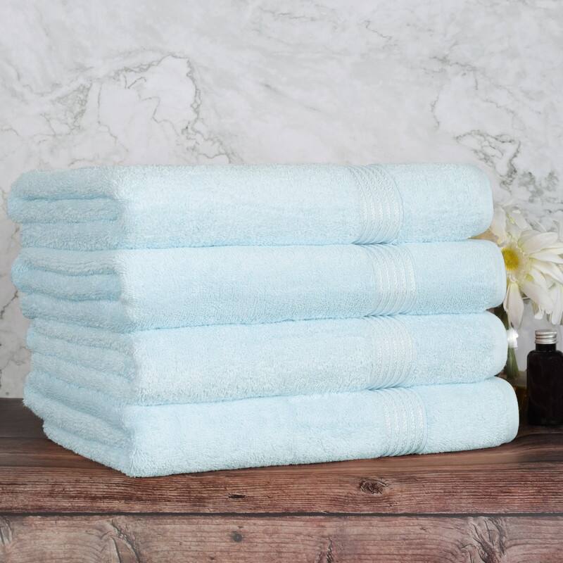 Blue Nile Mills Ibiza Egyptian Cotton Bath Towel, Set of 4 - Light Blue