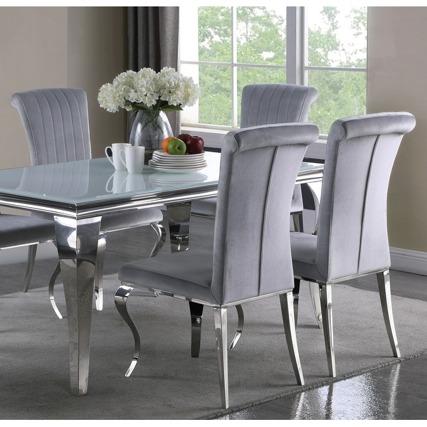 Grey plush online dining chairs