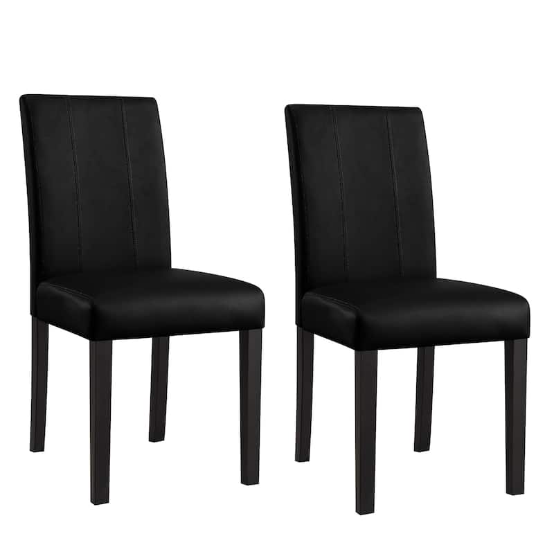Subrtex(Set of 2)Faux Leather Parsons Upholstered Dining Chair - Black