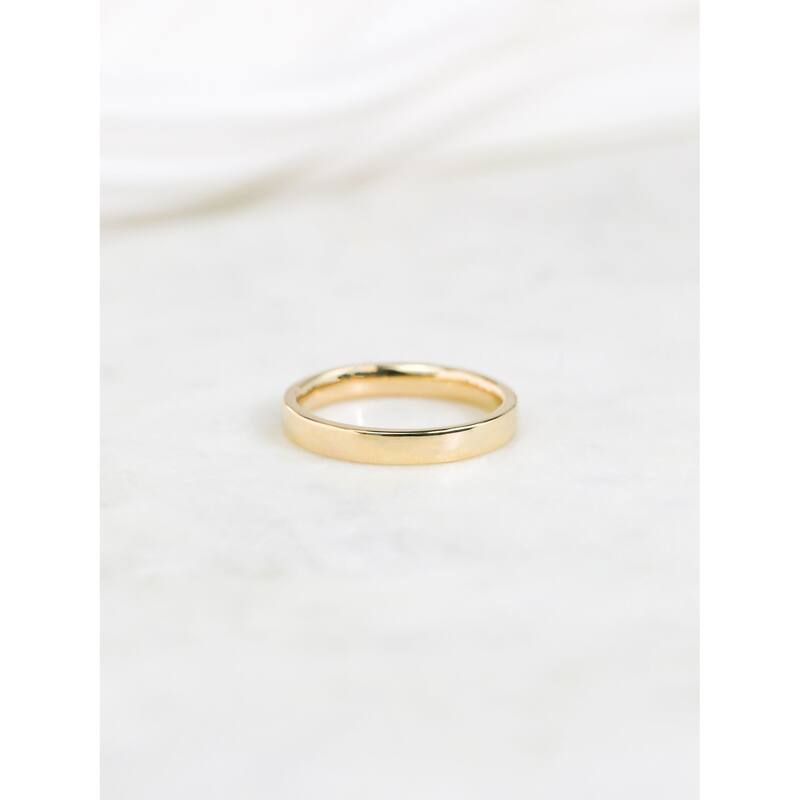 Kobelli 14k Solid Gold Plain 3mm Cigar Band Havana Ring