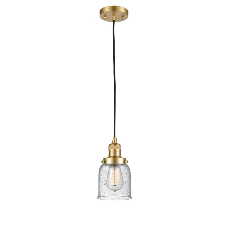 Innovations Lighting Franklin Restoration Bell - 1 Light 5" Cord Hung Mini Pendant - Satin Gold/Seedy