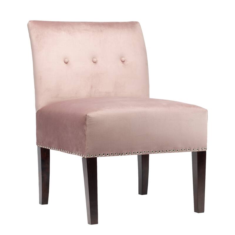 Samantha Indoor Living Room Velvet Slipper Chair by Sole Designs - Rose