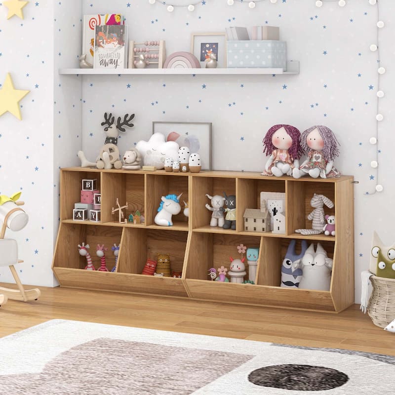 Costway 5-Cubby Kids Toy Storage Organizer Wooden Bookshelf Display - See Details