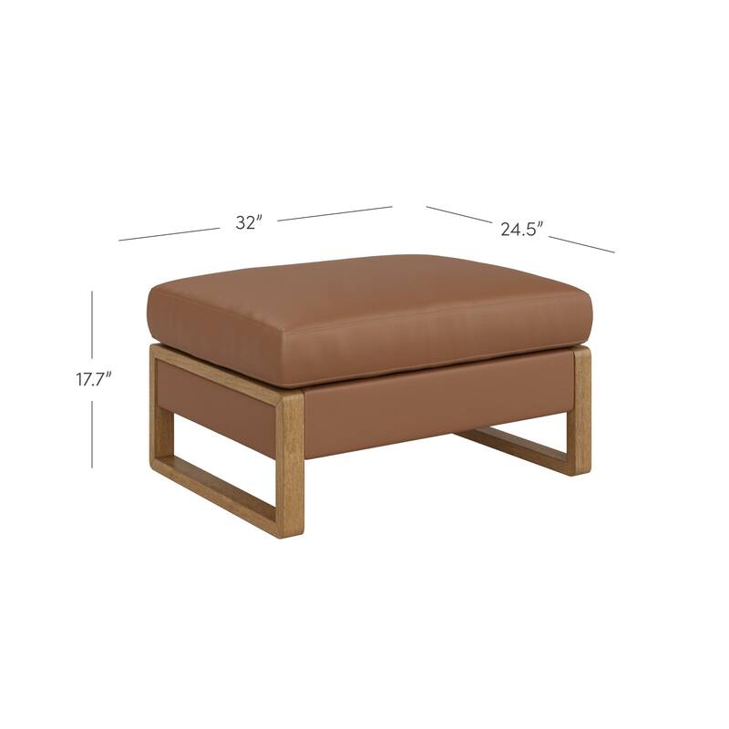 Madison Modern Ottoman Coffee Table with Storage, Upholstered Ottoman with Solid Wood Legs