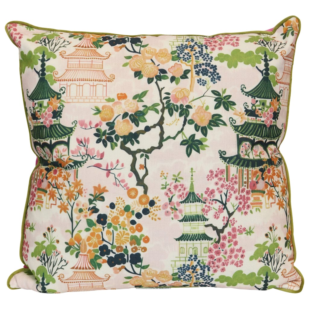 StyleCraft Golden Pavilion Chinoiserie Pillow - Multicolor