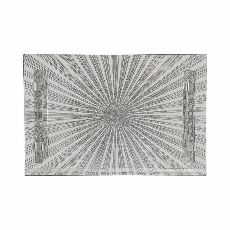 Decorative Pattern Glass Tray with Handles - Chic Home Decor - Accent Tray