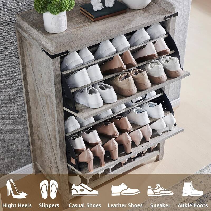 Farmhouse Shoe Storage Cabinet, Shoe Organizer, Shoe Rack Cabinet