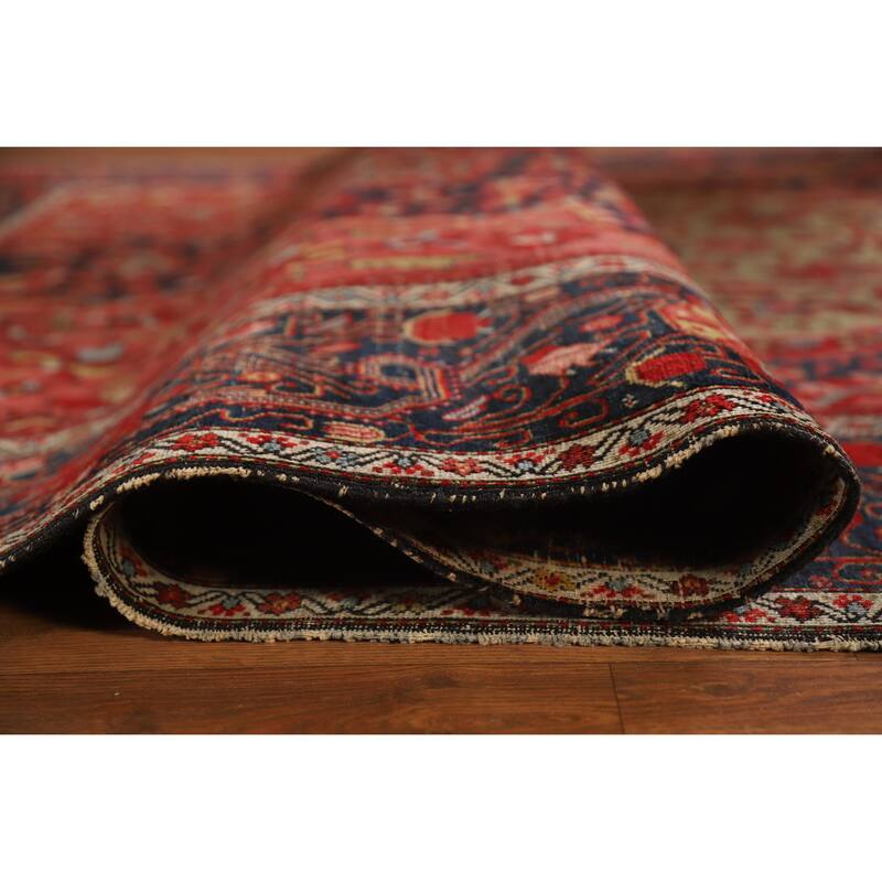 Hand Knotted Oriental 100% Wool Carpet Traditional Floral Navy Blue & Blues Sarouk Area Rug - 10' 5'' X 6' 10''