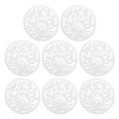 Lace Doilies, 8Pcs 7" - Polyester Round Lace Placemats for Home (White)