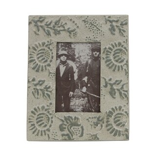 Foreside Home & Garden Antiqued White Floral Pattern 4x6 Inch Metal ...