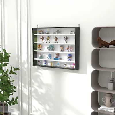 5-Storey Wall Shelf Display Cabinet with 2 Glass Doors
