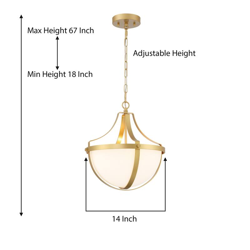 1-light Mid-century Modern Gold 14 in. Kitchen Island Pendant