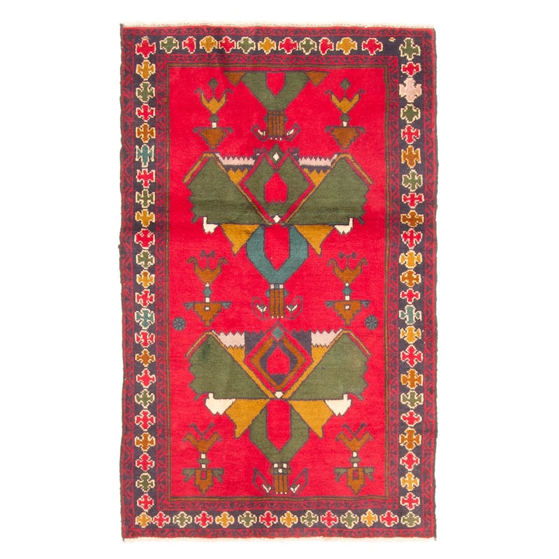 ECARPETGALLERY Hand-knotted Teimani Red Wool Rug - 2'10 x 4'6