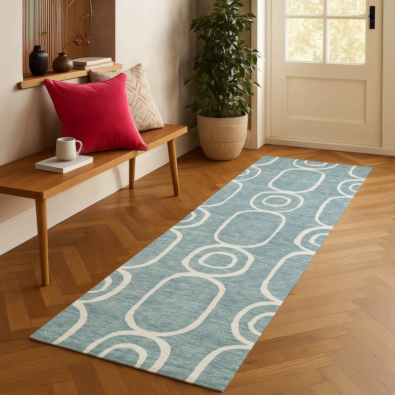 Machine Washable Indoor/ Outdoor Modern Vibe Chantille Rug