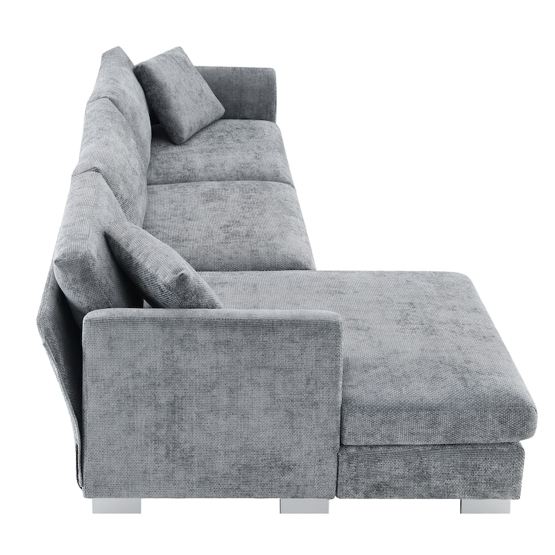 Roomfitters 96*56" Modern Cloud Sectional Sofa, L-Shaped Luxury Couch Set with 2 Pillows, 4-Seat Indoor Furniture