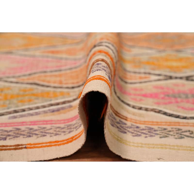 Hand Woven Oriental 100% Wool Carpet Southwestern Tribal Multi-Colored Kilim Runner Rug - 8' 9'' X 3' 5''