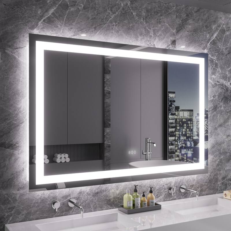 QuivaraView LED lights Frameless Wall Mounted Bathroom Vanity Mirror