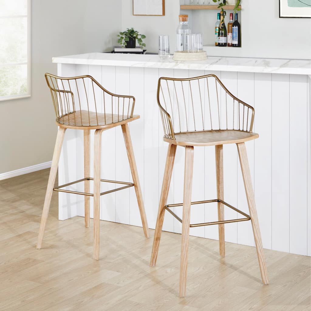 The Gray Barn Winston 30" Fixed-Height Bar Stool with Square Footrest