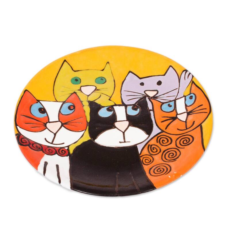 Ceramic decorative plate, 'Cat Fancy'