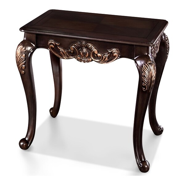 Furniture of America Porta Traditional Dark Cherry Wood End Table