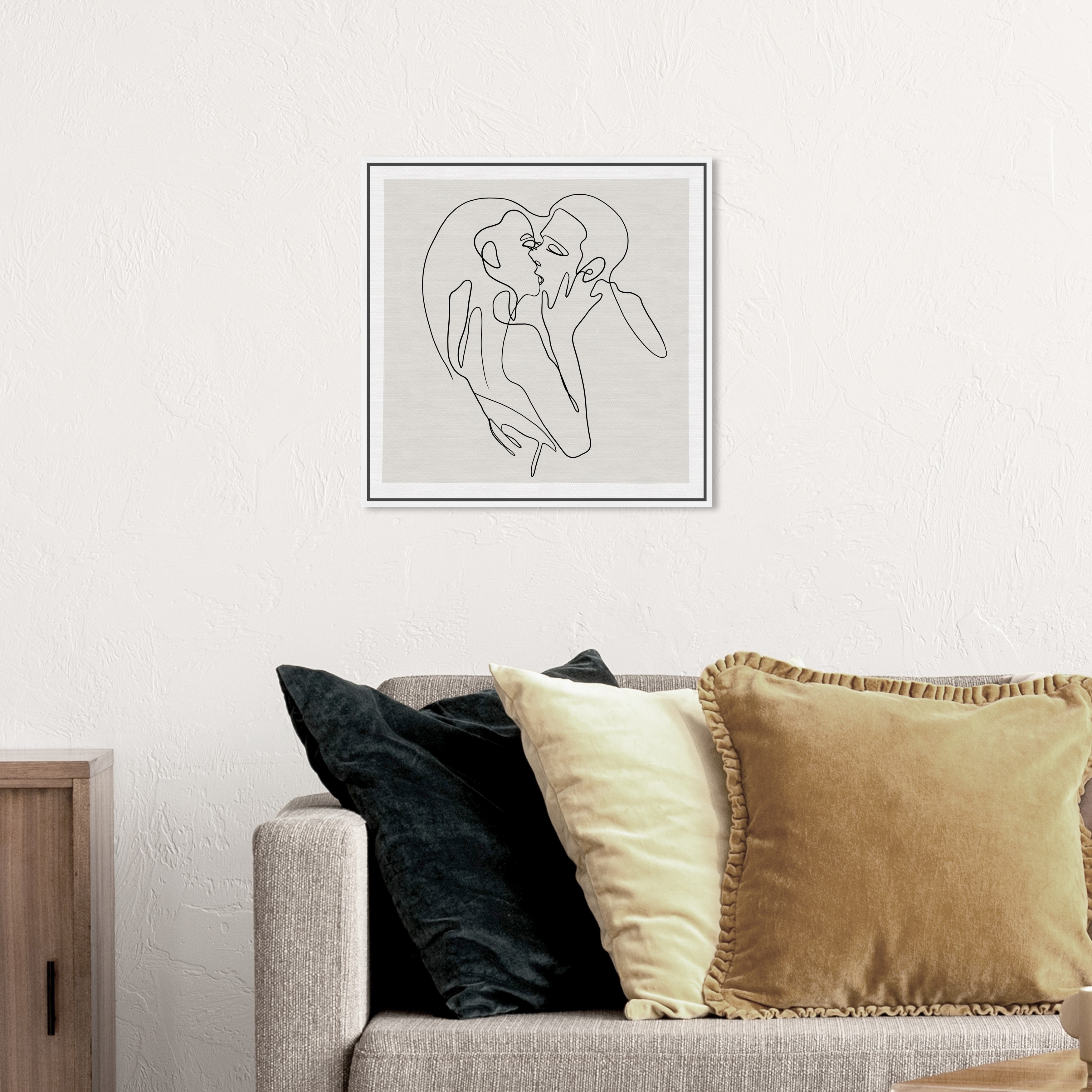 Brown White Kiss People Abstract Canvas Wall Art Cool Picture Prints