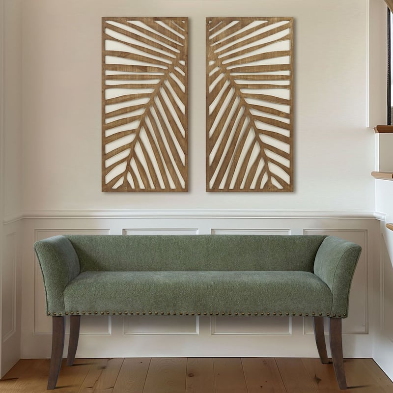 Madison Park Birch Palms Birch Botanical Two-tone Wood Panel Wall Decor Set