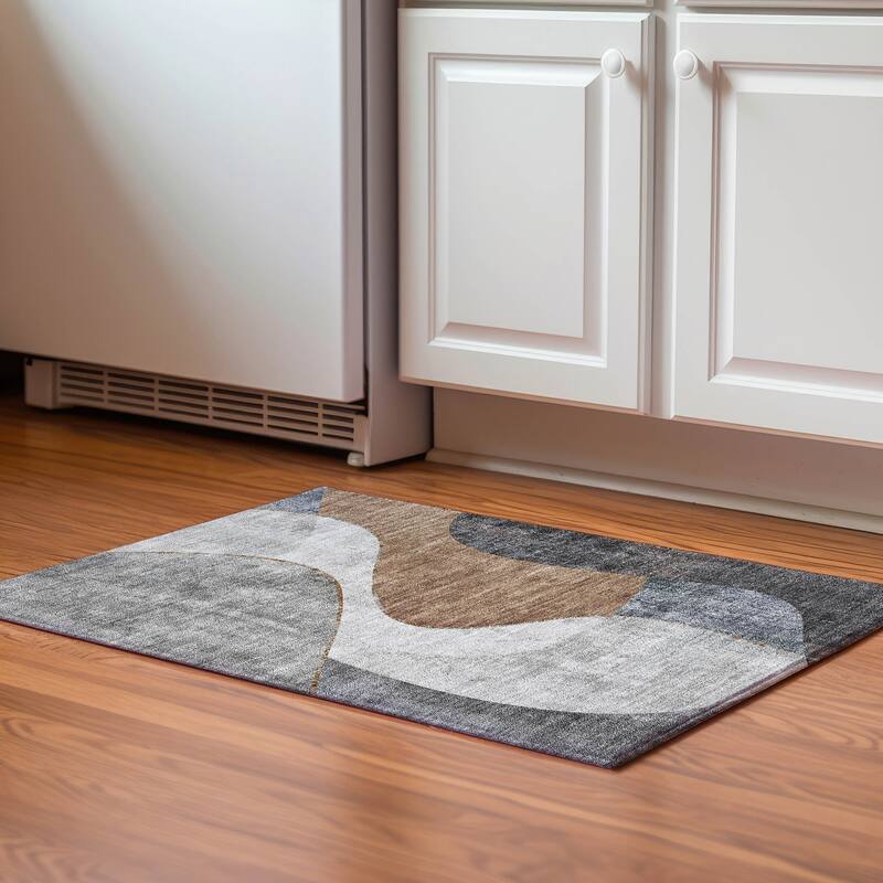 Premium Washable Super Soft Abstract Glam Mayfield Rug - Gray - 1' 8" x 2' 6" - Rectangle