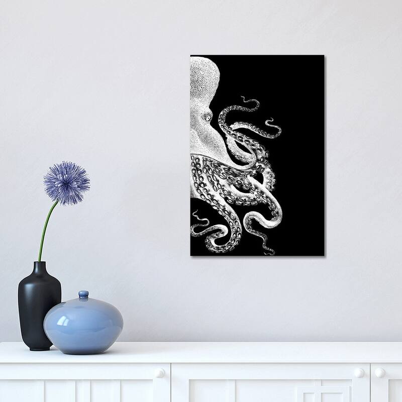 iCanvas "Octopus, Black & White II" by Fab Funky Canvas Print - 18x12x1.5