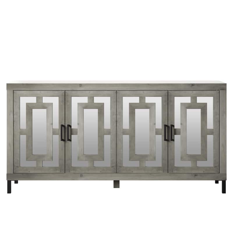 Sideboard with Geometric Mirrored Doors