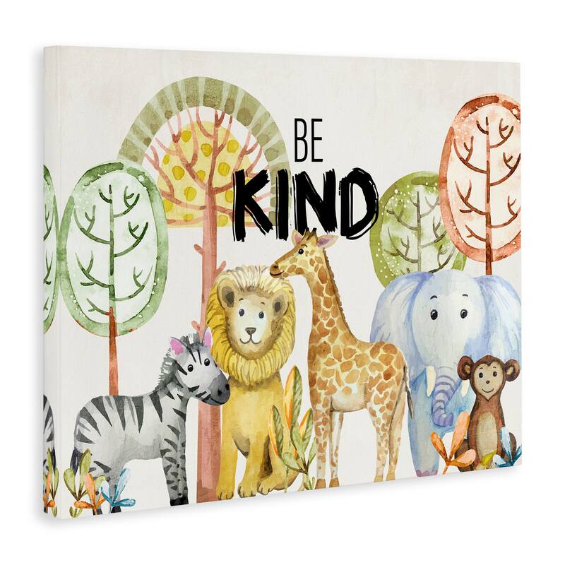 Stupell Be Kind Jungle Animals Canvas Wall Art Design By Kim Allen