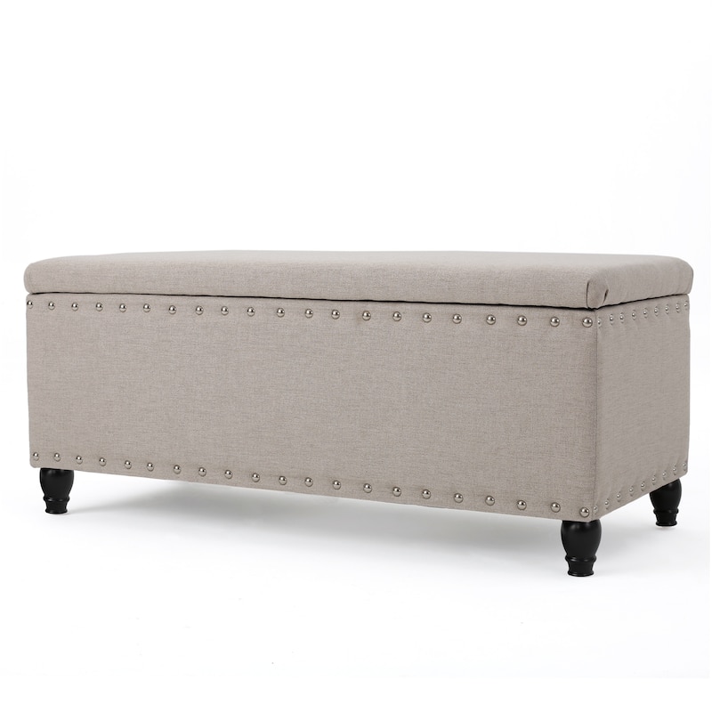 Tatiana Contemporary Fabric Storage Ottoman with Nailhead Trim by Christopher Knight Home